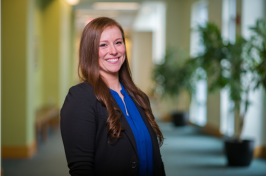 Jennifer Griffith outside her office at Paul College